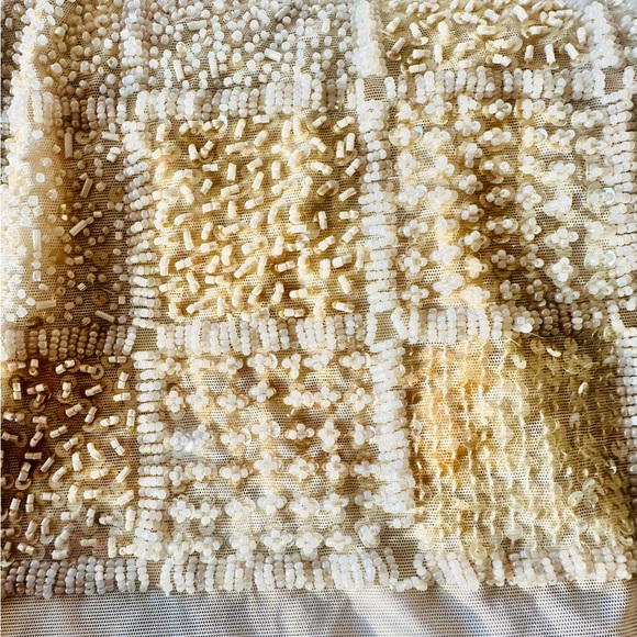 STATE OF CLAUDE MONTANA Ivory Beaded And Mesh Bodysuit - Picture 5 of 12